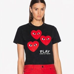 Comme des Garçons CDG Play T-Shirt with rare triple peeping heart design!